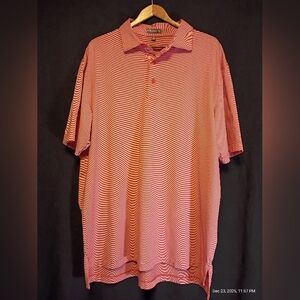Peter Millar Summer Comfort Golf Polo Mens XL Red White Striped Performance